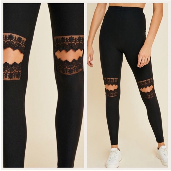 🆕❗️LAST 1❗️FERNWEH BOHEME LACE CUT OUT LEGGINGS - Picture 2 of 5